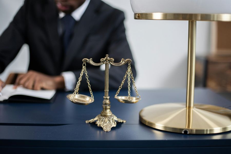 Lawyer reading a contract